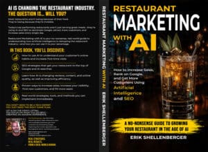 | restaurant seo, reputation management & website design | bar marketing basics paperback book cover design layout for ai hospitality marketing book.