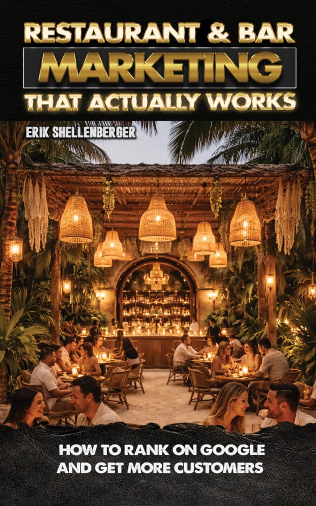 | restaurant seo, reputation management & website design | bar marketing basics restaurant and bar marketing kindle book cover- book 1